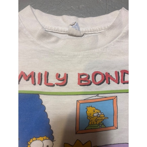 Vintage 1989 The Simpsons Family Bonding T-Shirt White Large Matt Groening 80s - Picture 6 of 7